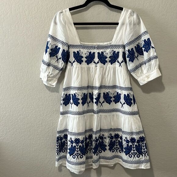 MODA INTERNATIONAL Grecian Embroidered Floral Cotton Dress, Size 2 - Picture 9 of 12